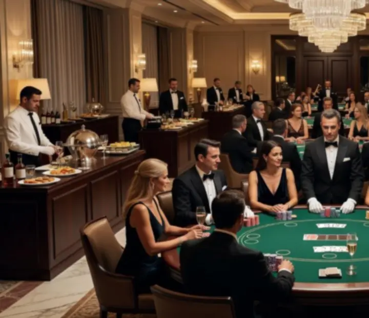 Wieczór pokerowy w luksusowej hotelowej sali bankietowej