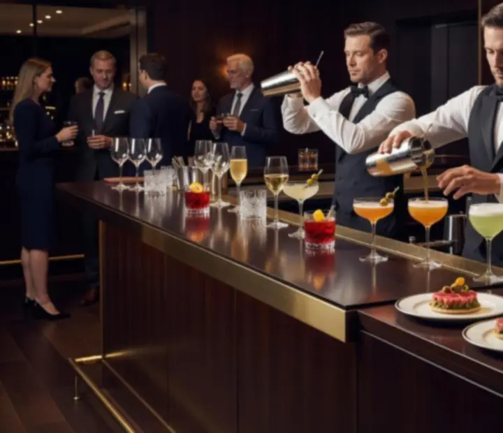 Wykwintny catering i elegancki koktajl bar podczas firmowego bankietu