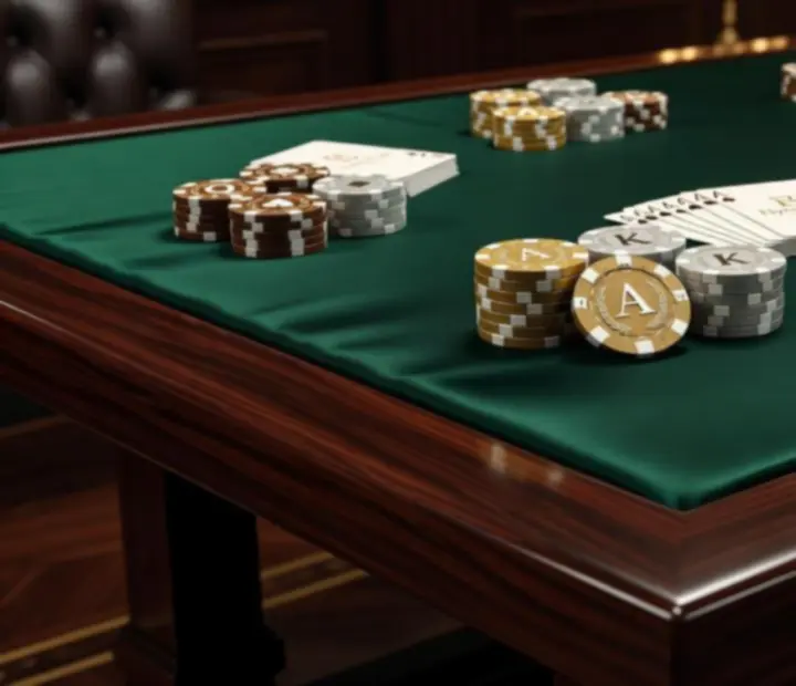 Zbliżenie na luksusowe stoły pokerowe z eleganckimi żetonami