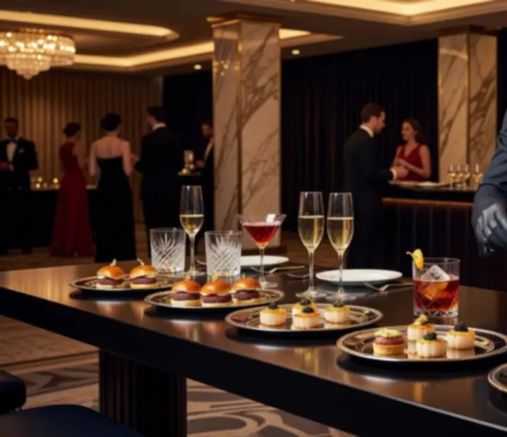 Eleganckie koktajle i gourmet catering serwowane na ekskluzywnym evencie VIP